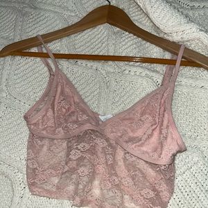 Urban Outfitters lace pink small tank top cropped